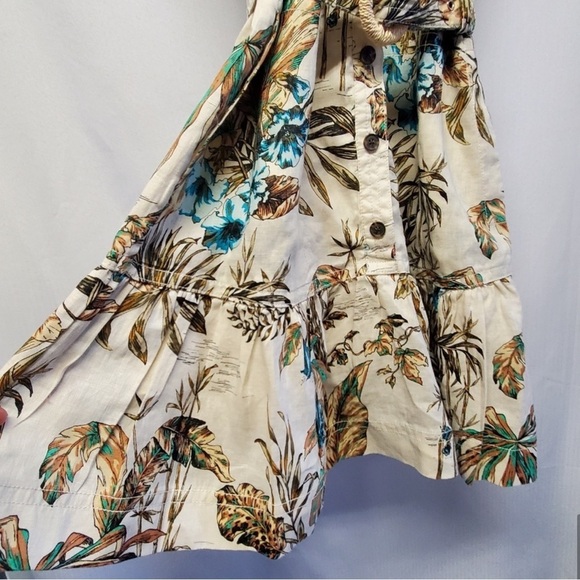 010. BANANA REPUBLIC TROPICAL RAIN FOREST LINEN BELTED SHIRT DRESS - Picture 12 of 14